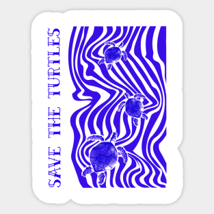 BLUE Sea Turtle Love Save The Turtles Sticker